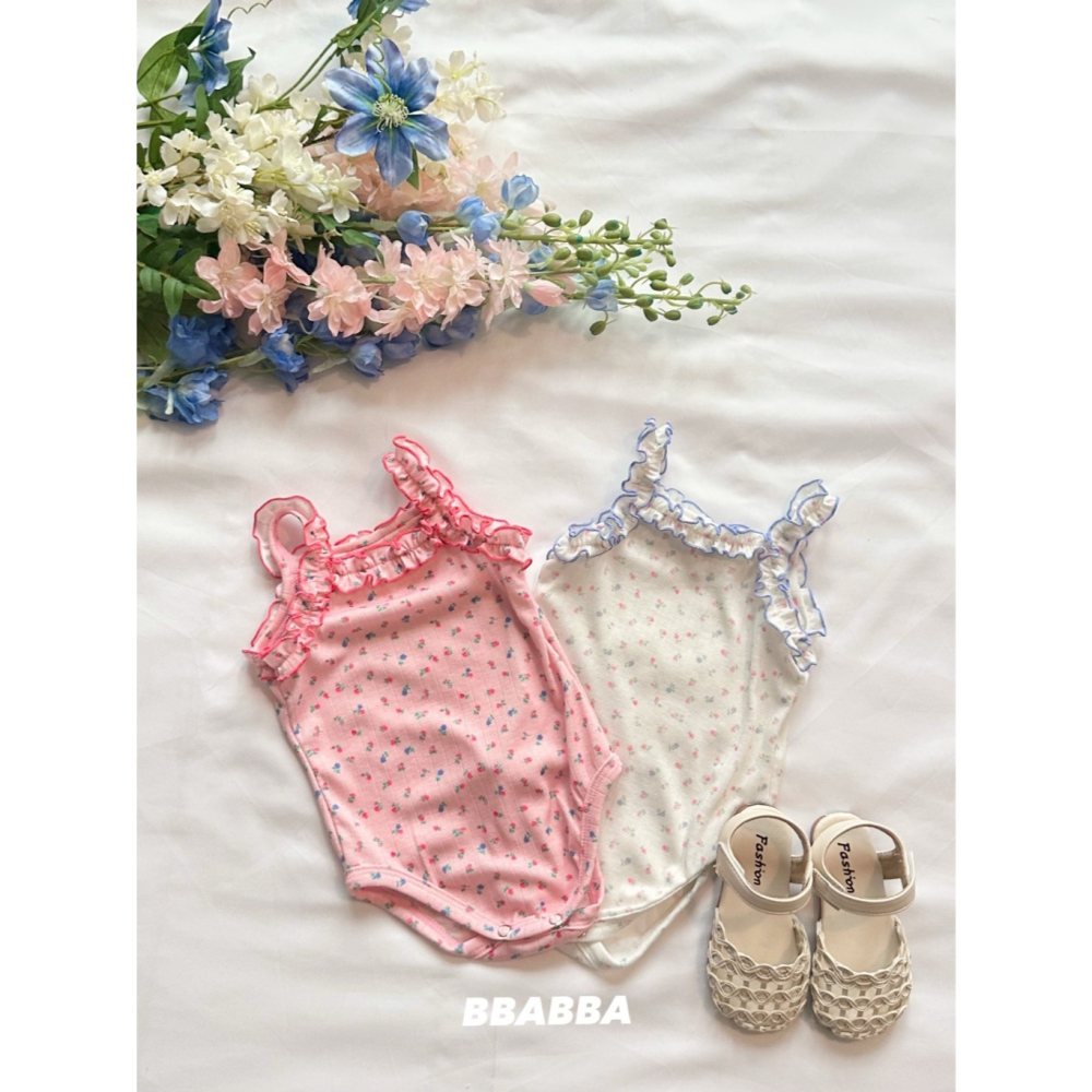 26夏 正韓 Bbabba ｜Cream Baby 小花花 清涼 包屁衣-細節圖3