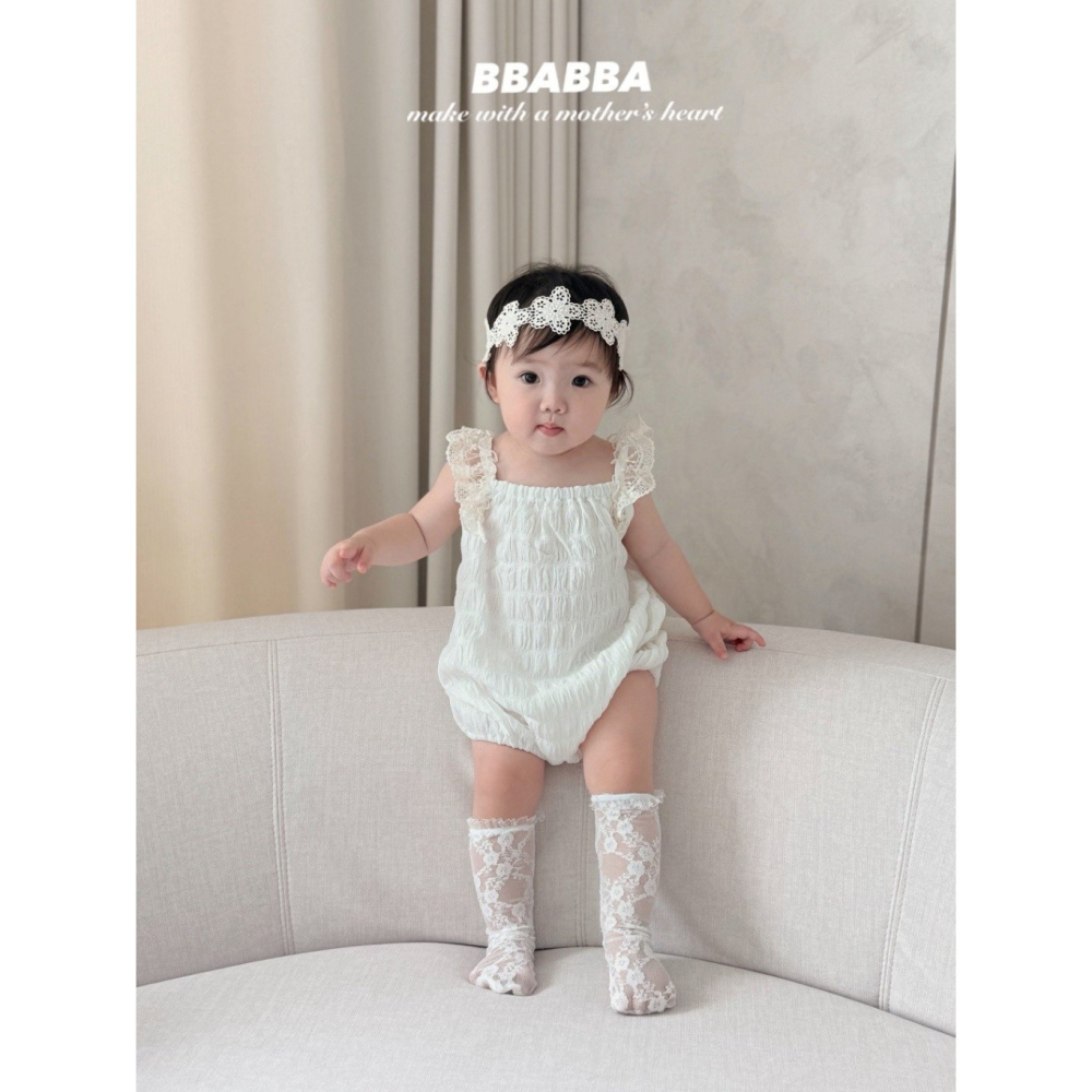 26夏 正韓 Bbabba ｜Cream Baby  甜美蕾絲 包屁衣 大推-細節圖3