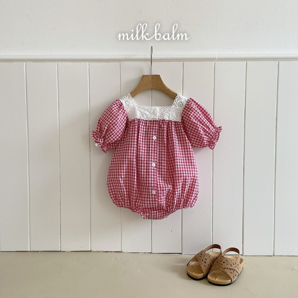 26夏 正韓 Milkblam | Petit Bloom 法式格紋 包屁衣-細節圖6