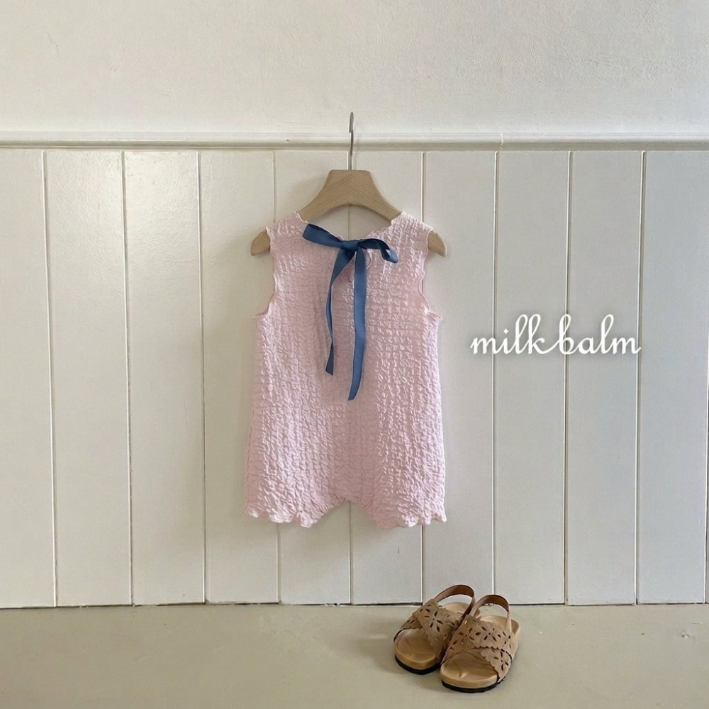 26夏 正韓 Milkblam | Petit Bloom 皺皺後綁帶 連身褲-細節圖2