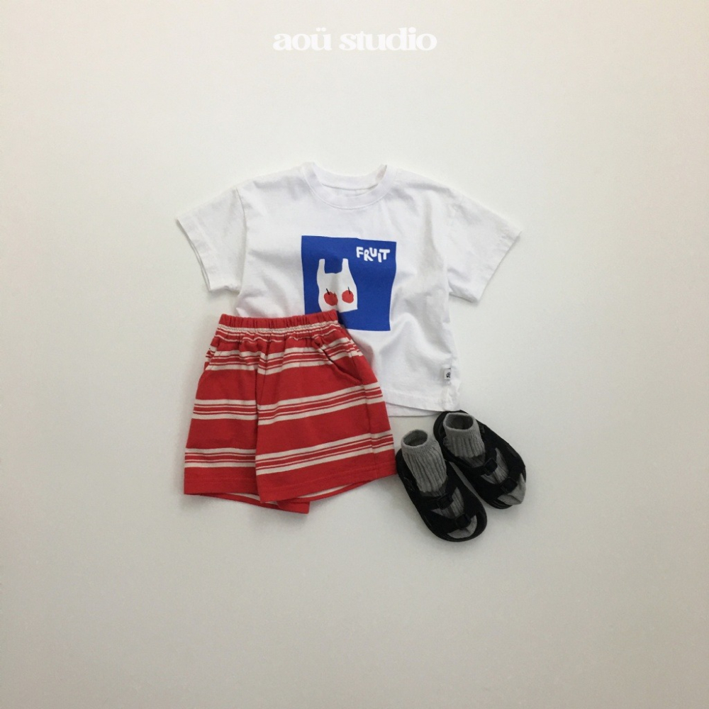 26夏 正韓 Aou | Soft Stripe Mood 買水果去 印花T 大推柔軟款-細節圖4