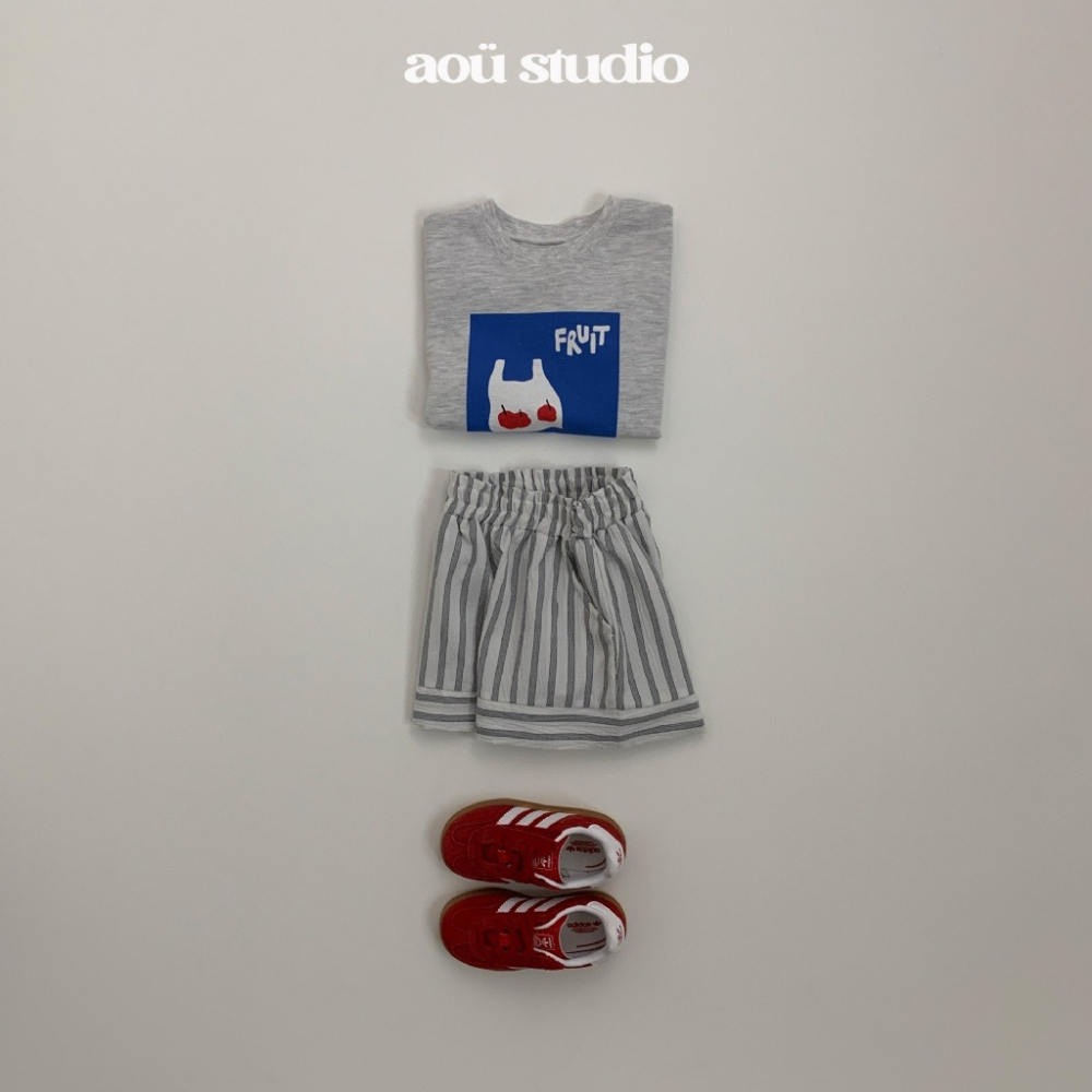 26夏 正韓 Aou | Soft Stripe Mood 買水果去 印花T 大推柔軟款-細節圖6