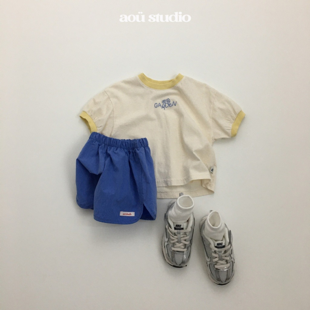 26夏 正韓 Aou | Soft Stripe Mood 刺繡字母短T 私心大推款 男女寶都可-細節圖2