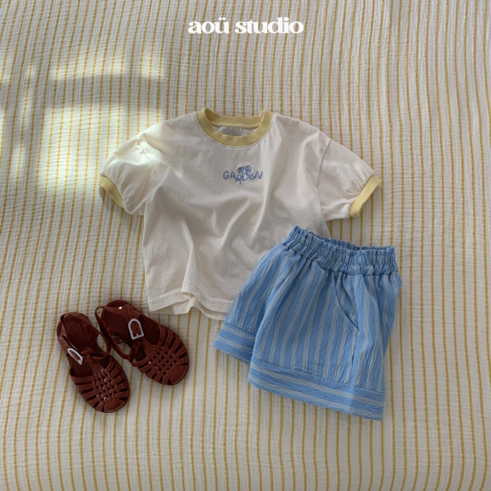 26夏 正韓 Aou | Soft Stripe Mood 刺繡字母短T 私心大推款 男女寶都可-細節圖6