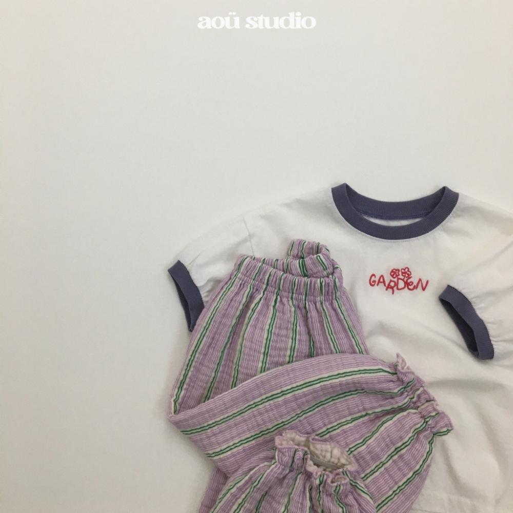 26夏 正韓 Aou | Soft Stripe Mood 刺繡字母短T 私心大推款 男女寶都可-細節圖9
