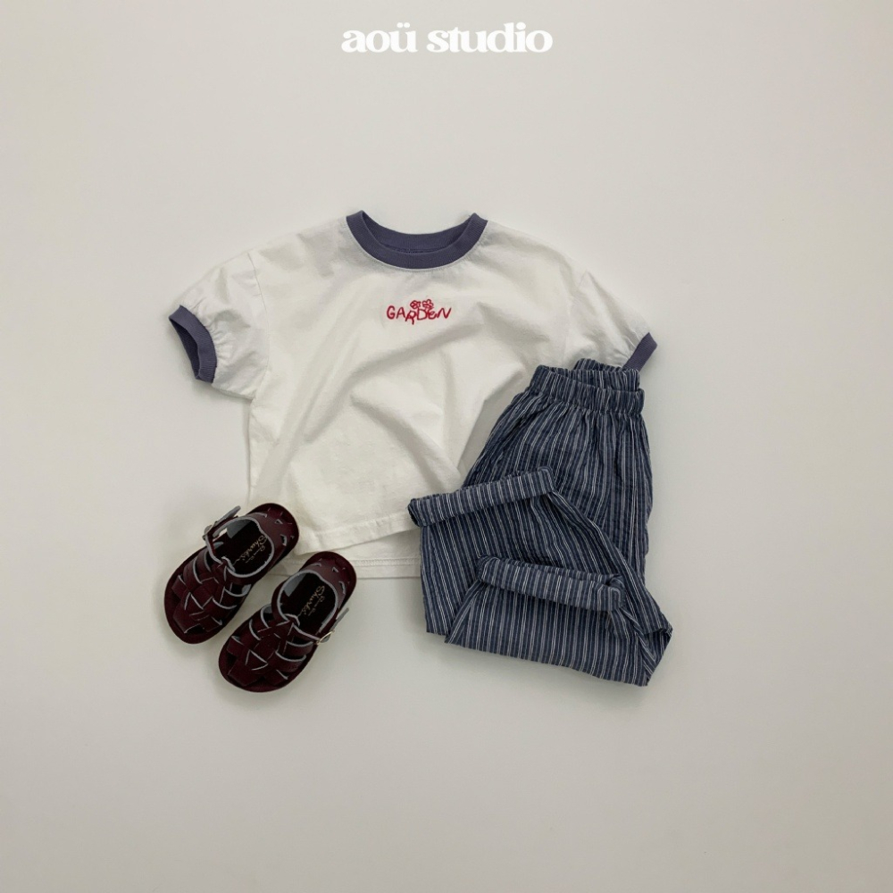 26夏 正韓 Aou | Soft Stripe Mood 刺繡字母短T 私心大推款 男女寶都可-細節圖10