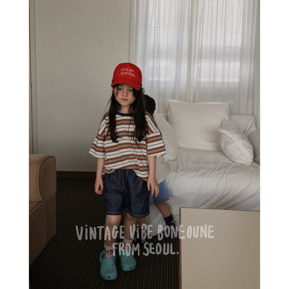 26夏 正韓 Boneoune | Vintage Mood 高級配色 條紋短T 大推款-細節圖2