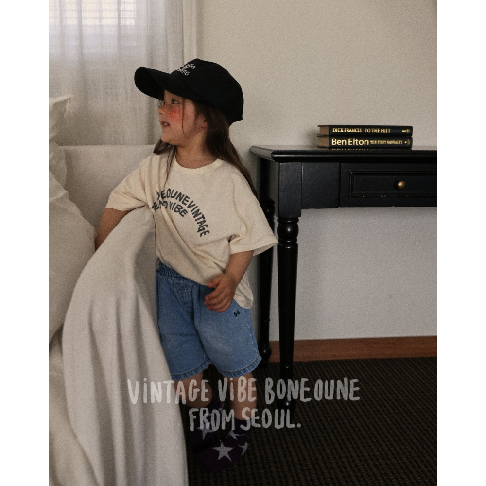 26夏 正韓 Boneoune | Vintage Mood  復古刷色 鬆緊牛仔短褲-細節圖2