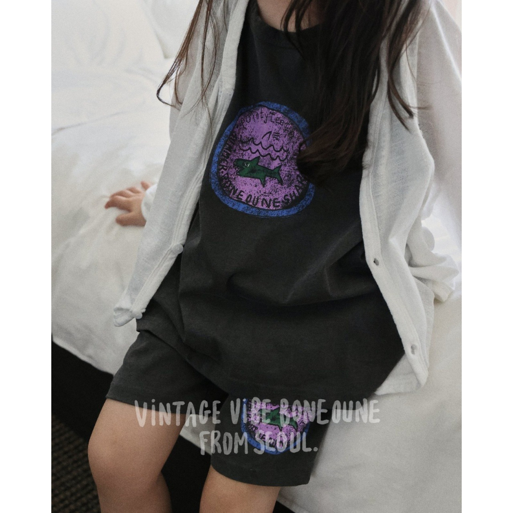 26夏 正韓 Boneoune | Vintage Mood 小鯊魚 美式洗舊感 棉質五分褲 連線熱賣款-細節圖4