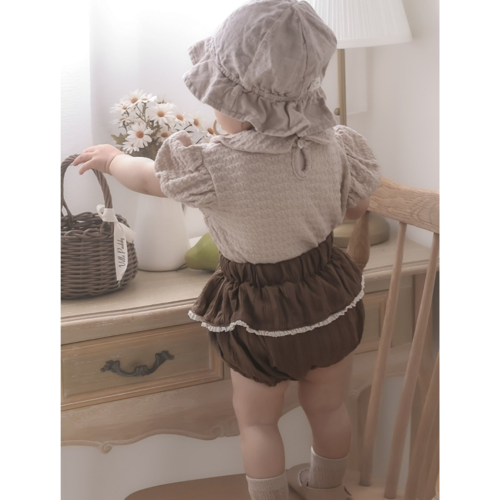 26夏 正韓 Mimimarket | Cream Linen 滾邊布蕾絲 澎澎褲-細節圖3