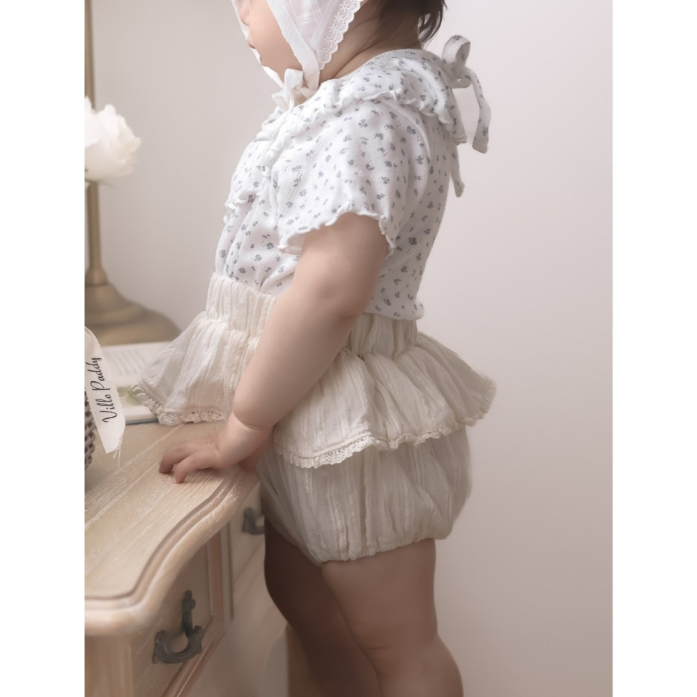 26夏 正韓 Mimimarket | Cream Linen 滾邊布蕾絲 澎澎褲-細節圖4