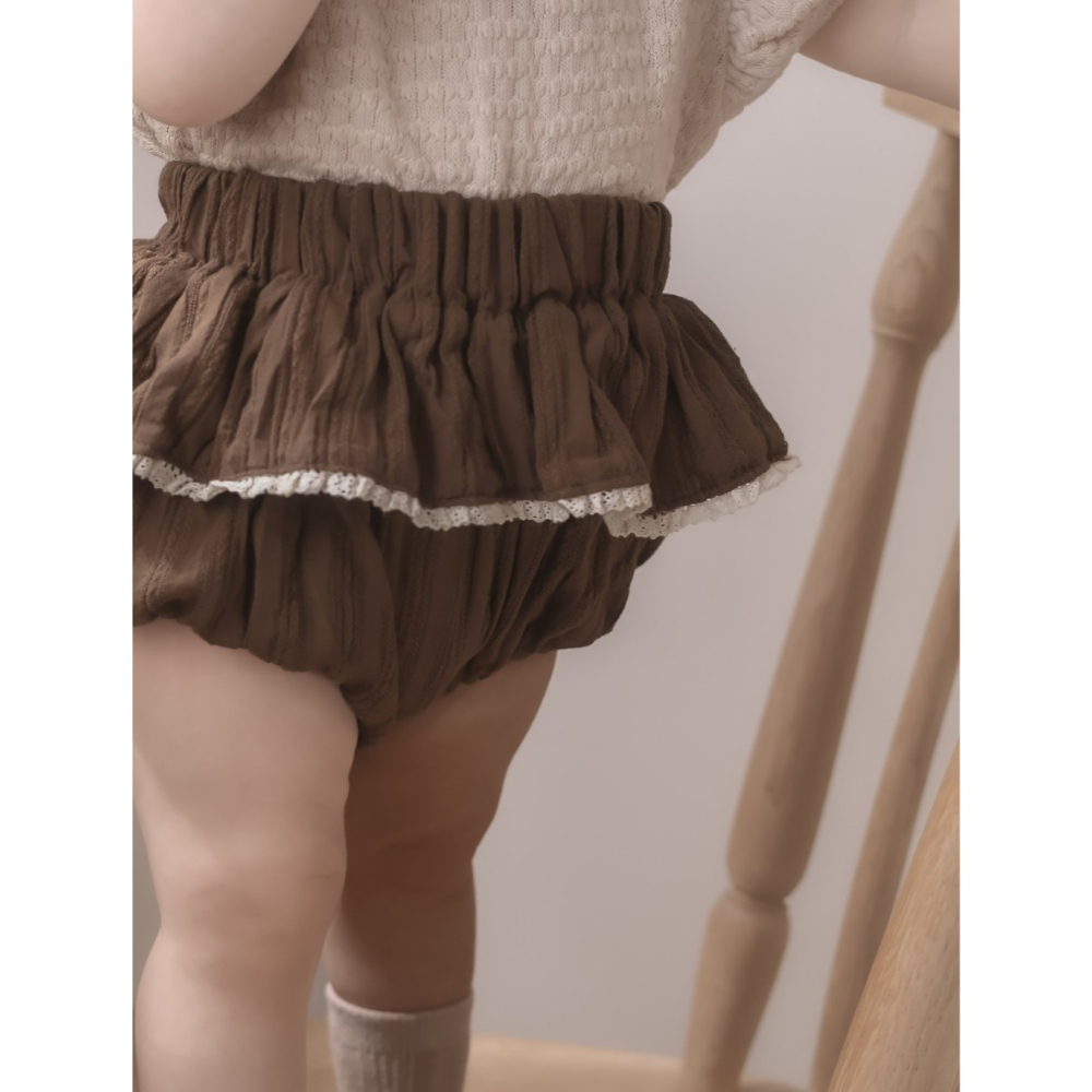 26夏 正韓 Mimimarket | Cream Linen 滾邊布蕾絲 澎澎褲-細節圖5