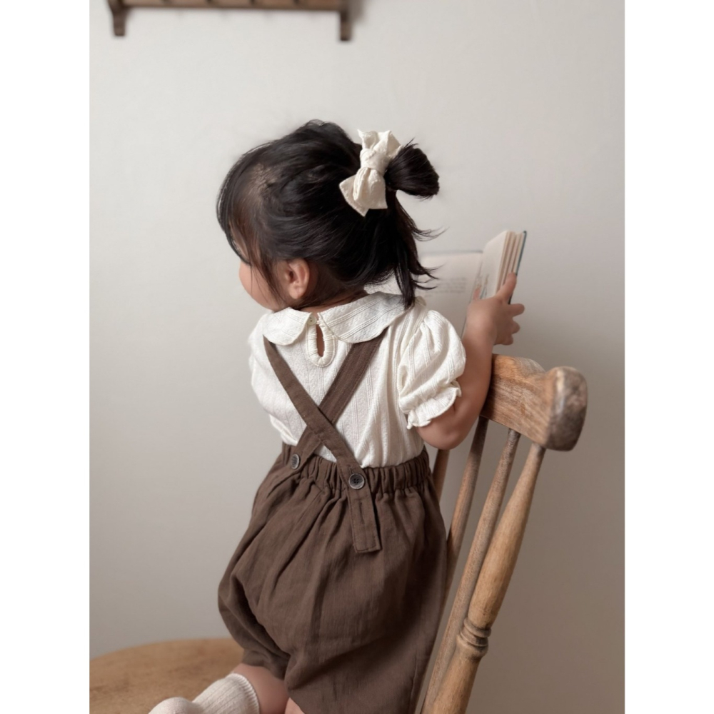 26夏 正韓 Mimimarket | Cream Linen 氣質壓紋 公主袖 上衣-細節圖4