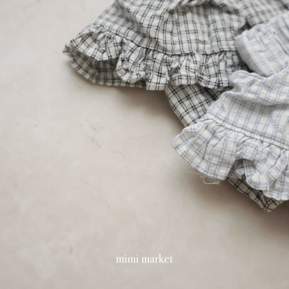 26夏 正韓 Mimimarket | Cream Linen 格紋荷葉邊 澎澎褲 連線熱賣款-細節圖3