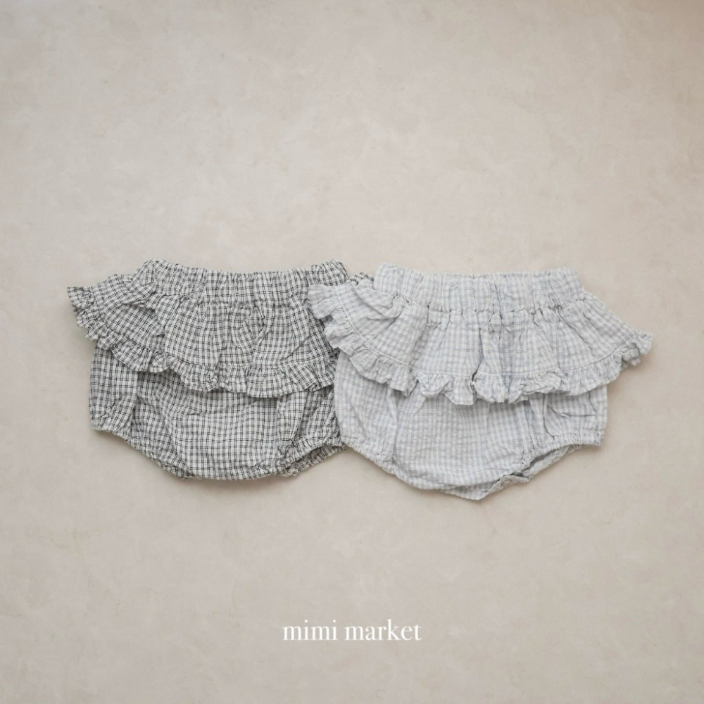 26夏 正韓 Mimimarket | Cream Linen 格紋荷葉邊 澎澎褲 連線熱賣款-細節圖4