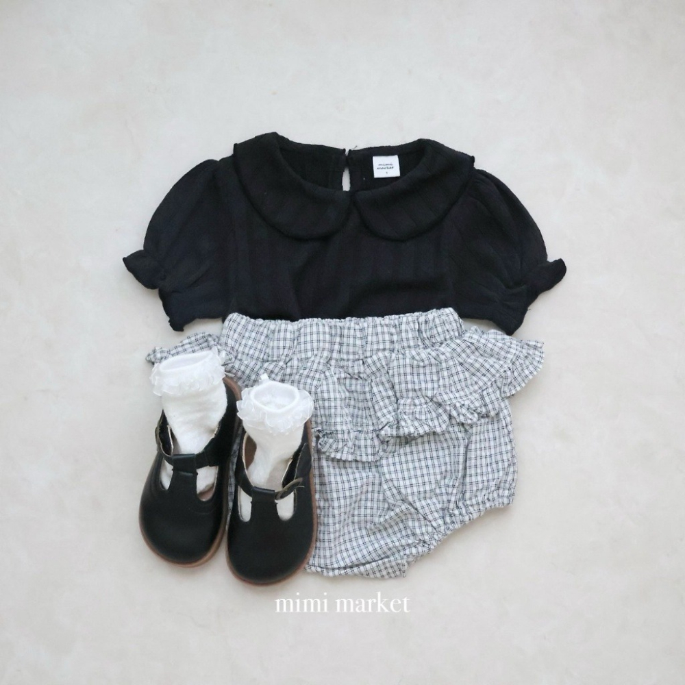 26夏 正韓 Mimimarket | Cream Linen 格紋荷葉邊 澎澎褲 連線熱賣款-細節圖5
