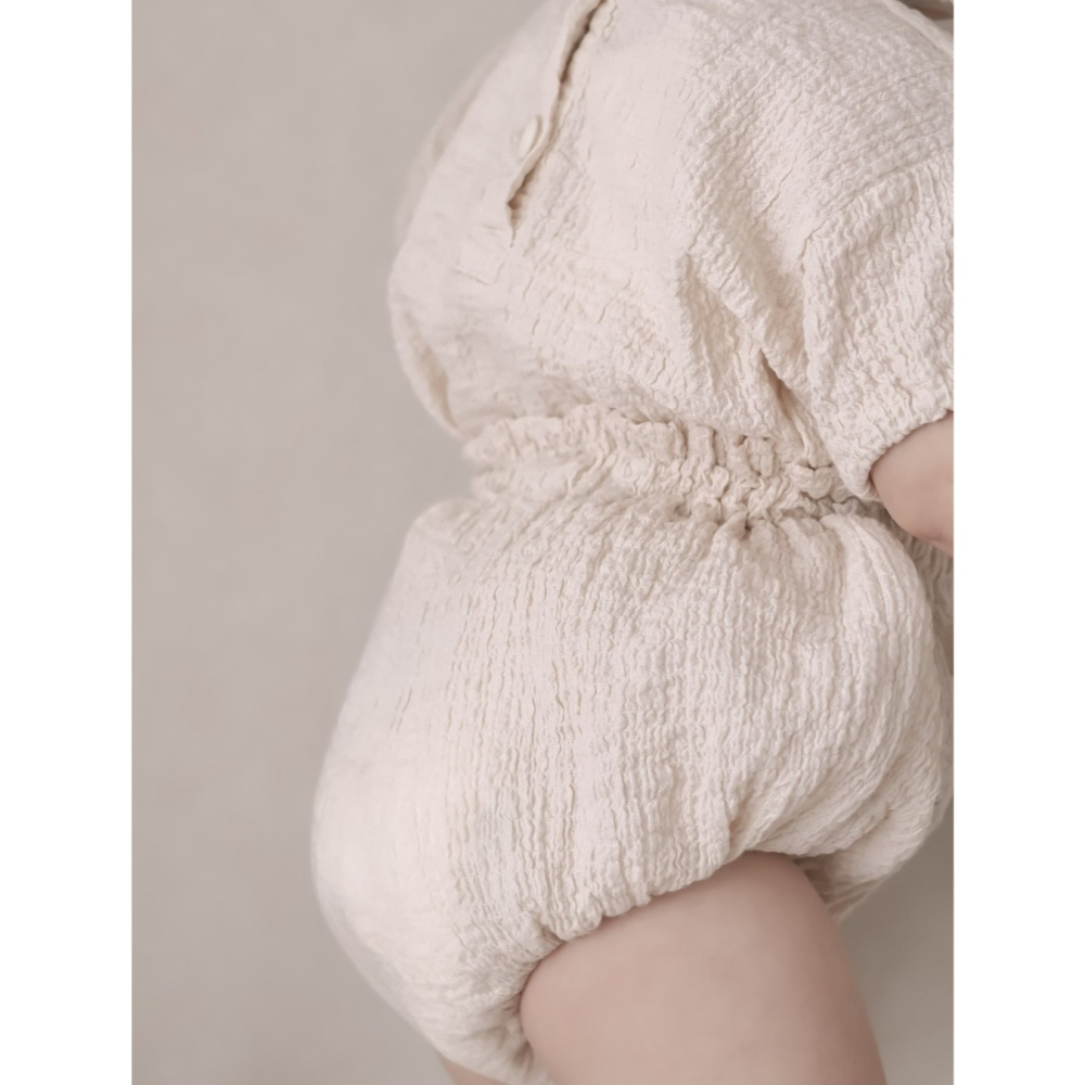 26夏 正韓 Mimimarket | Cream Linen 微皺感 泡泡紗 簡約澎澎褲-細節圖5