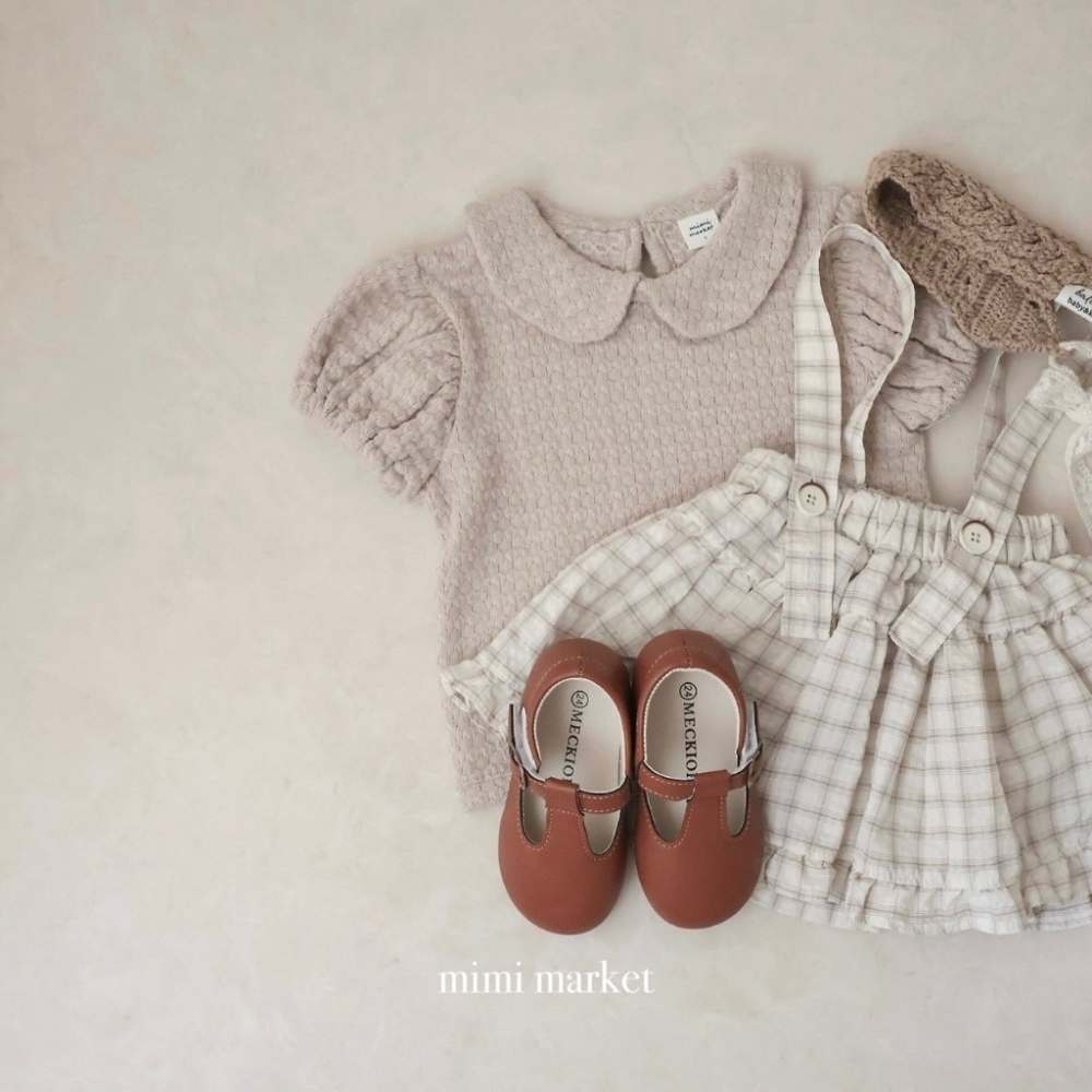 26夏 正韓 Mimimarket | Cream Linen 小珍珠織紋 公主袖 上衣-細節圖4