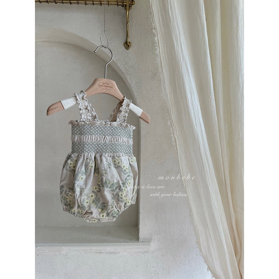 26夏 正韓 Monbebe | Petit Grace 極美刺繡小花 包屁衣-細節圖2