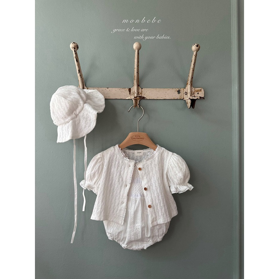 26夏 正韓 Monbebe | Petit Grace 近看會愛上的質感 刺繡蕾絲包屁衣-細節圖3