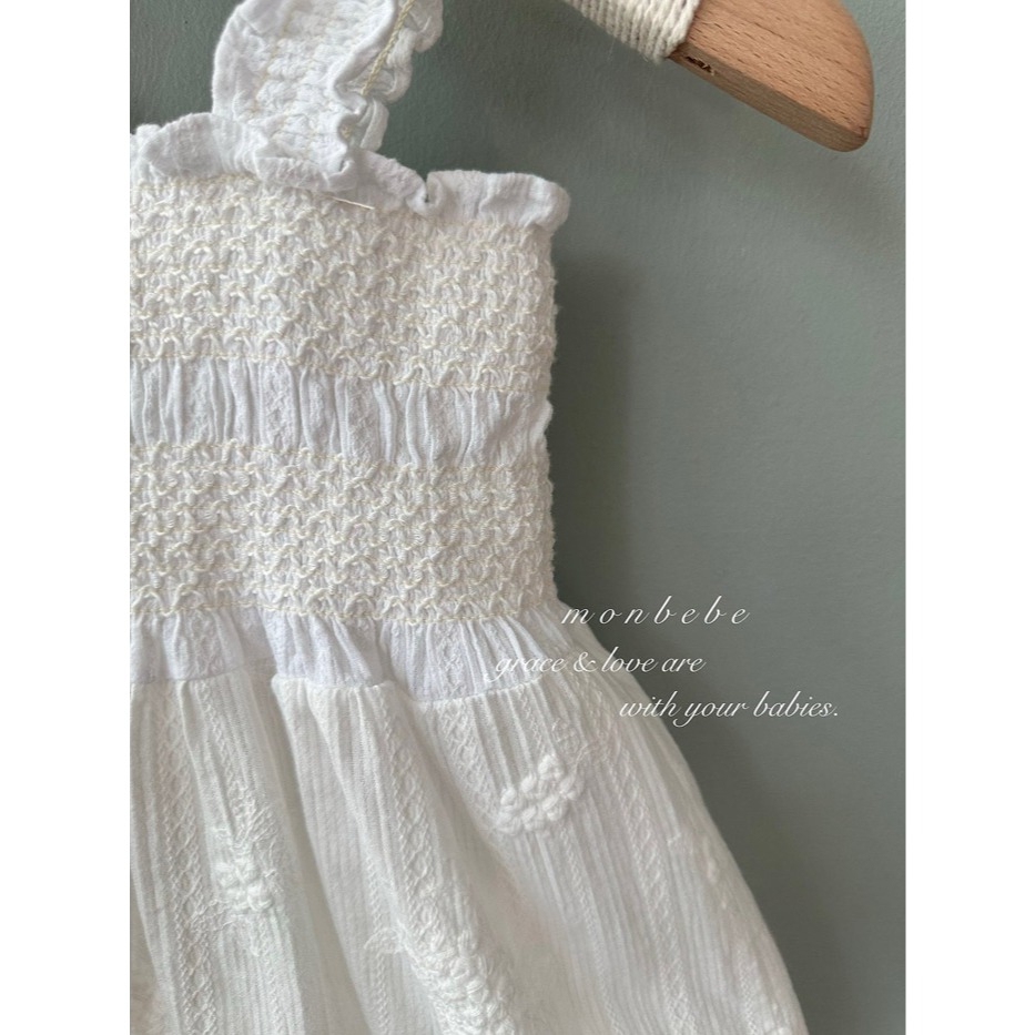 26夏 正韓 Monbebe | Petit Grace 近看會愛上的質感 刺繡蕾絲包屁衣-細節圖4