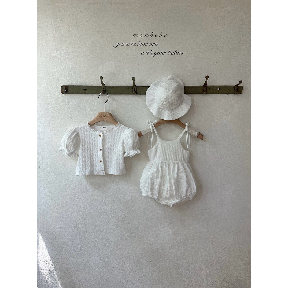26夏 正韓 Monbebe | Petit Grace 近看會愛上的質感 刺繡蕾絲包屁衣-細節圖6