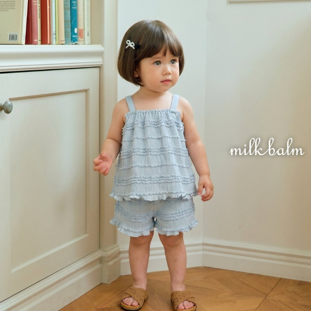 26夏 正韓 Milkbalm｜Second Summer Story 質感皺摺 無袖套裝-細節圖4