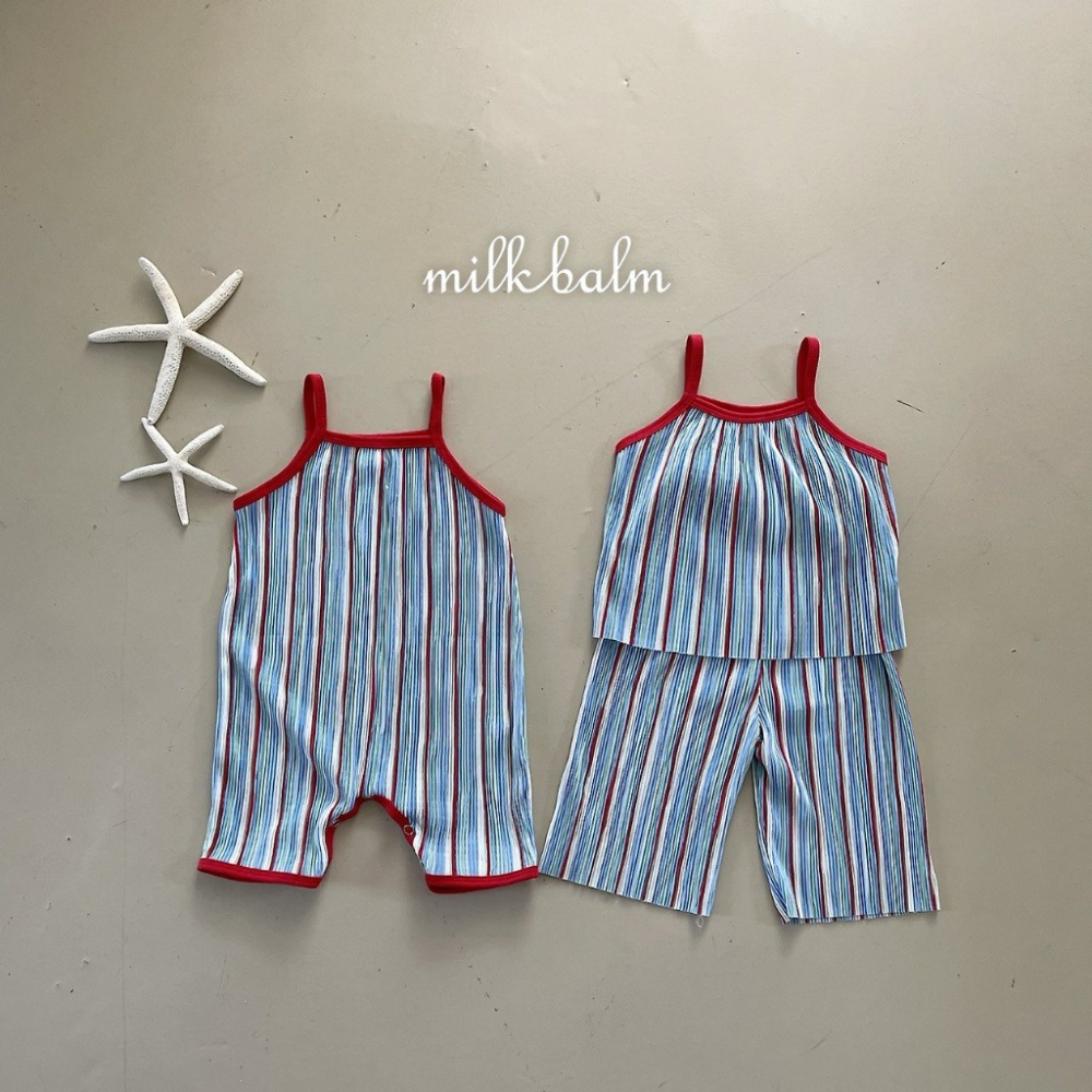 26夏 正韓 Milkbalm｜Second Summer Story 彩虹橋 直條連身褲 baby款-細節圖3