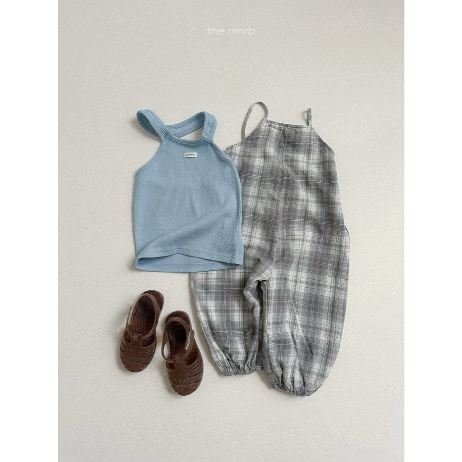 26夏 正韓 Minirobe｜Summer Market #02 薄透格紋連身褲-細節圖3