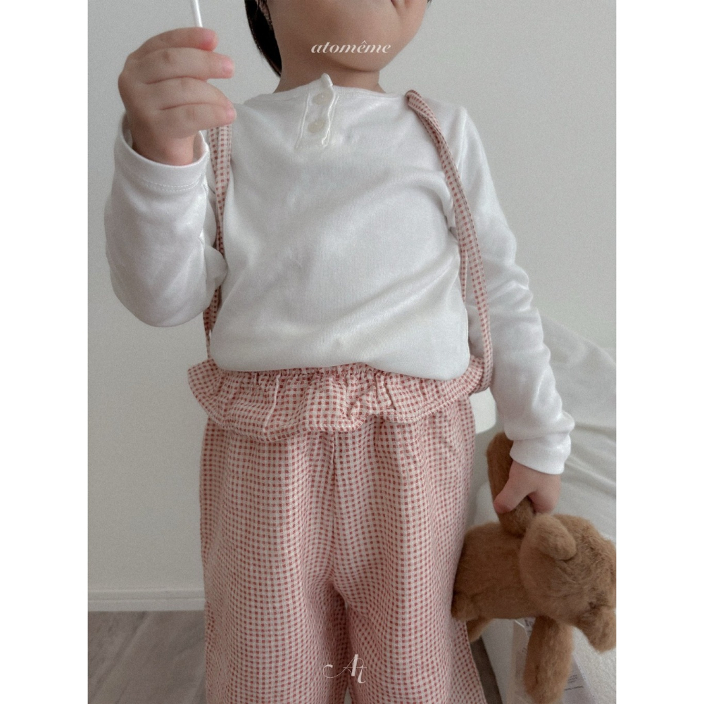 【26秋 】正韓 Atomeme | 暖秋小日子 手揉感 小花邊 格紋長褲-細節圖5