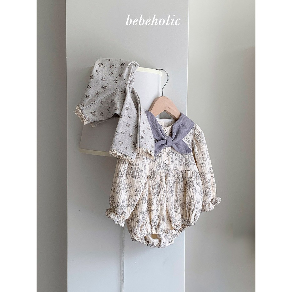 【26秋 】正韓 Bebeholic | 暖暖擁抱 復古花紋 包屁衣-細節圖3