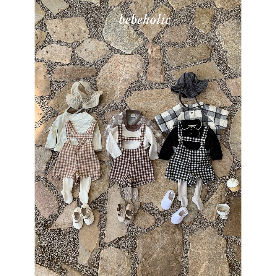 【26秋 】正韓 Bebeholic | 暖暖擁抱 經典款 格紋吊帶褲 大推款-細節圖2