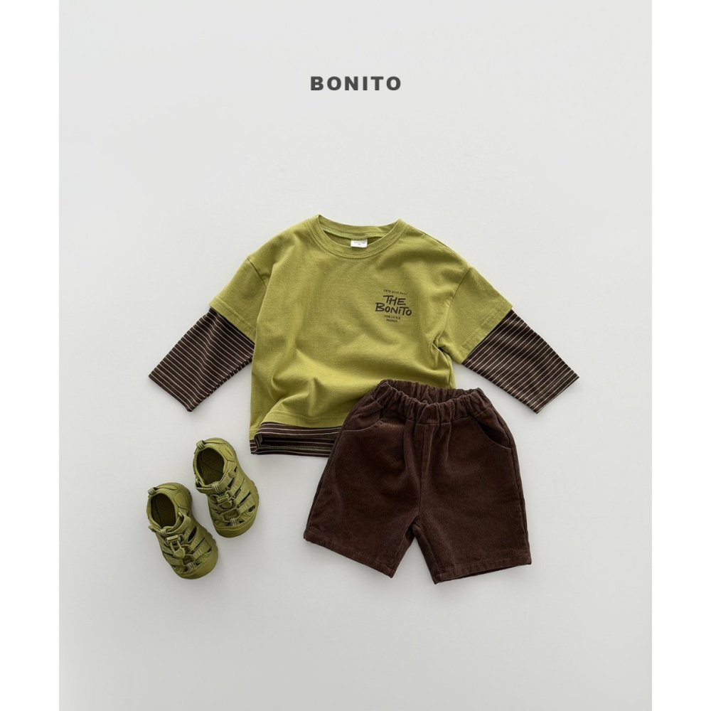 【26秋 】正韓 Bonito | Urban Kids 條紋拼接 長袖上衣-細節圖2