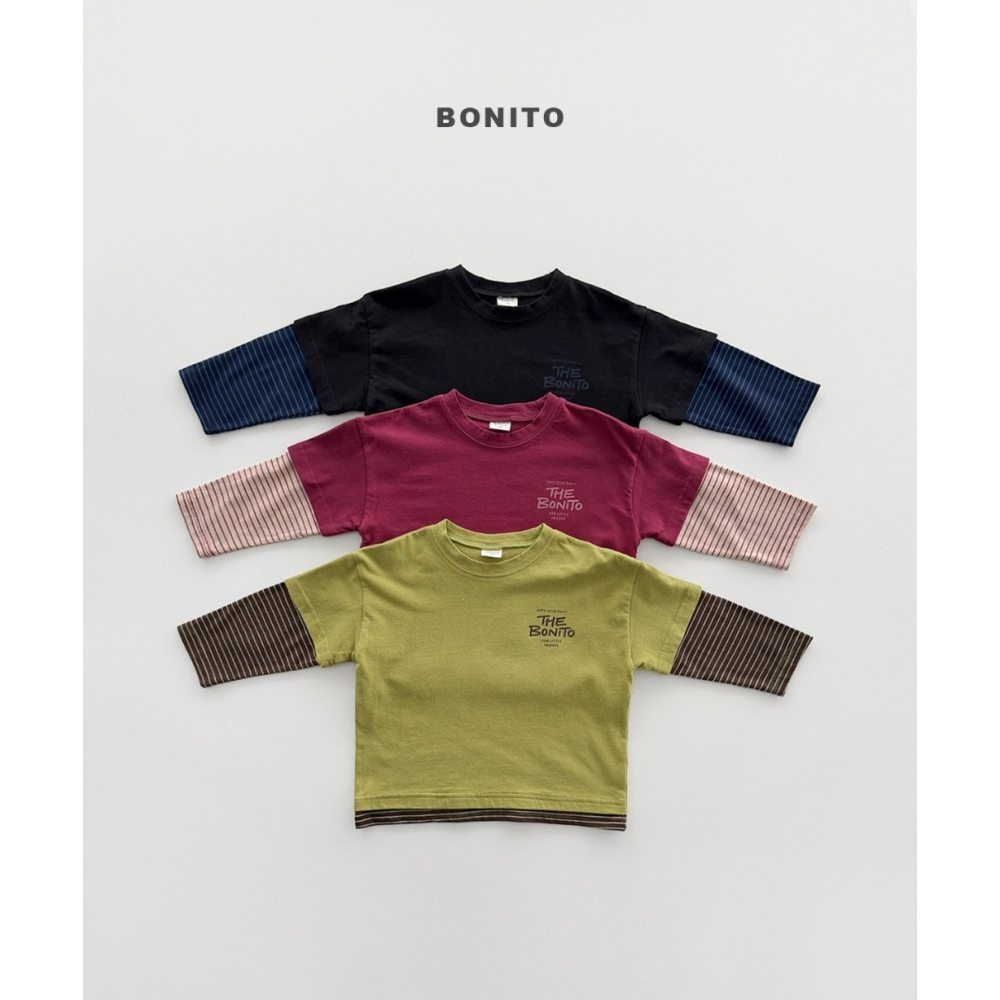 【26秋 】正韓 Bonito | Urban Kids 條紋拼接 長袖上衣-細節圖5