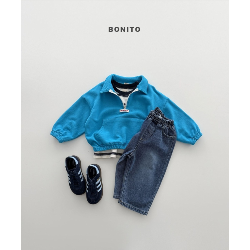 【26秋 】正韓 Bonito | Urban Kids 復古半拉鍊大學T-細節圖2