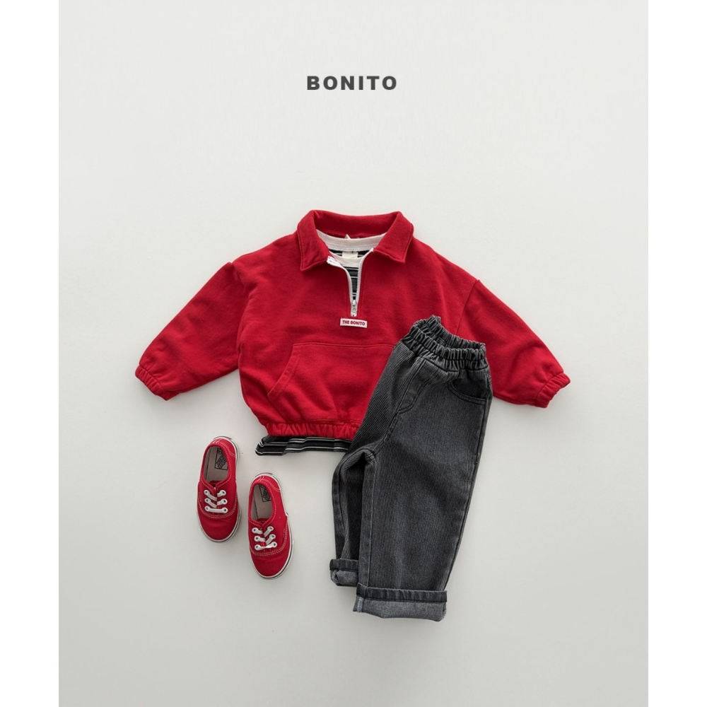 【26秋 】正韓 Bonito | Urban Kids 復古半拉鍊大學T-細節圖5