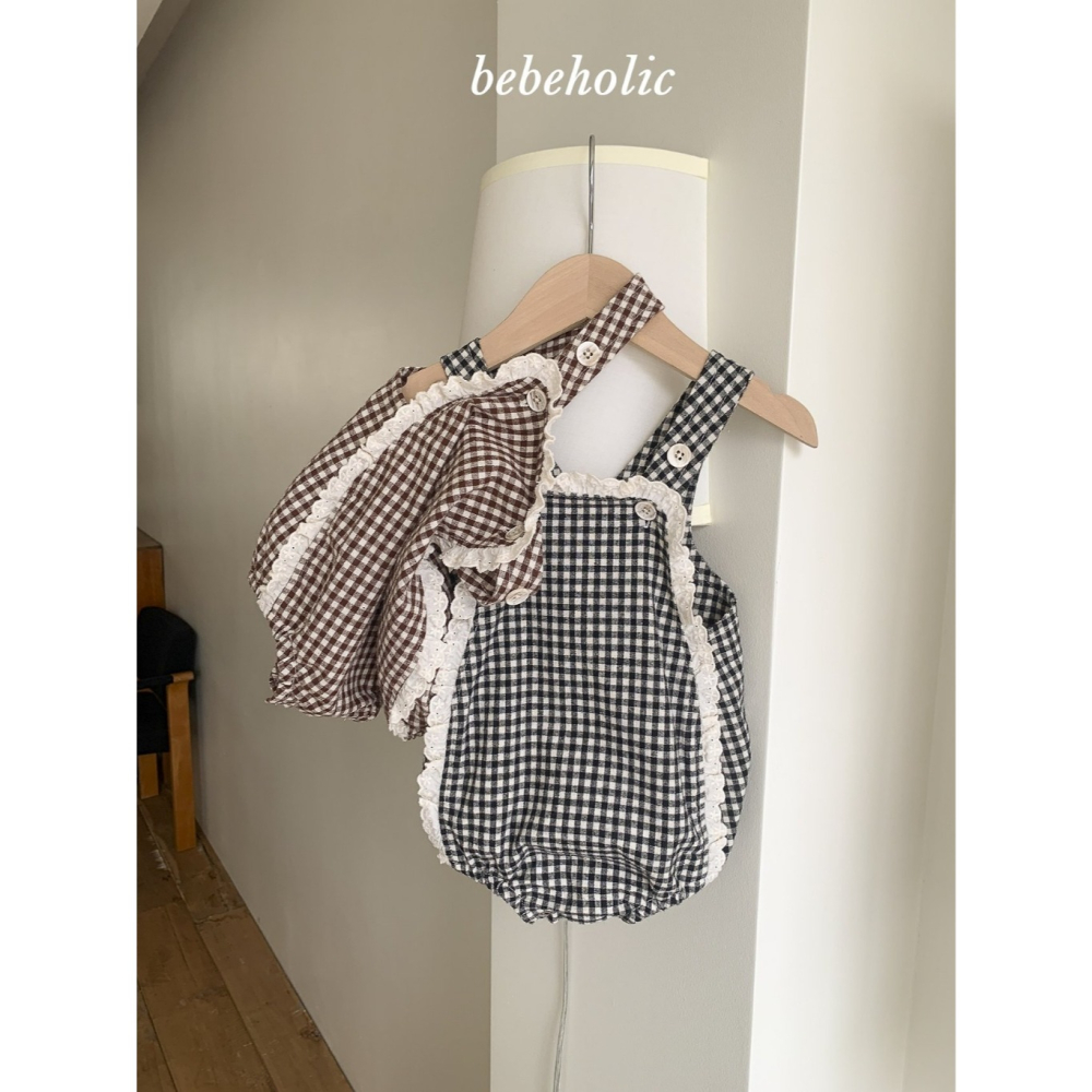 【26秋 】正韓 Bebeholic | 暖暖擁抱 鄰家小女孩 格紋吊帶褲 大推款-細節圖4