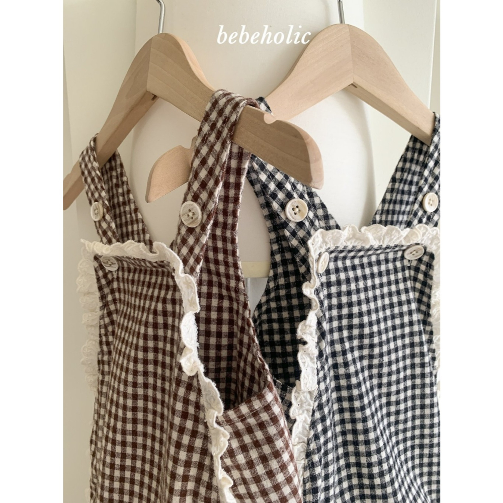 【26秋 】正韓 Bebeholic | 暖暖擁抱 鄰家小女孩 格紋吊帶褲 大推款-細節圖5