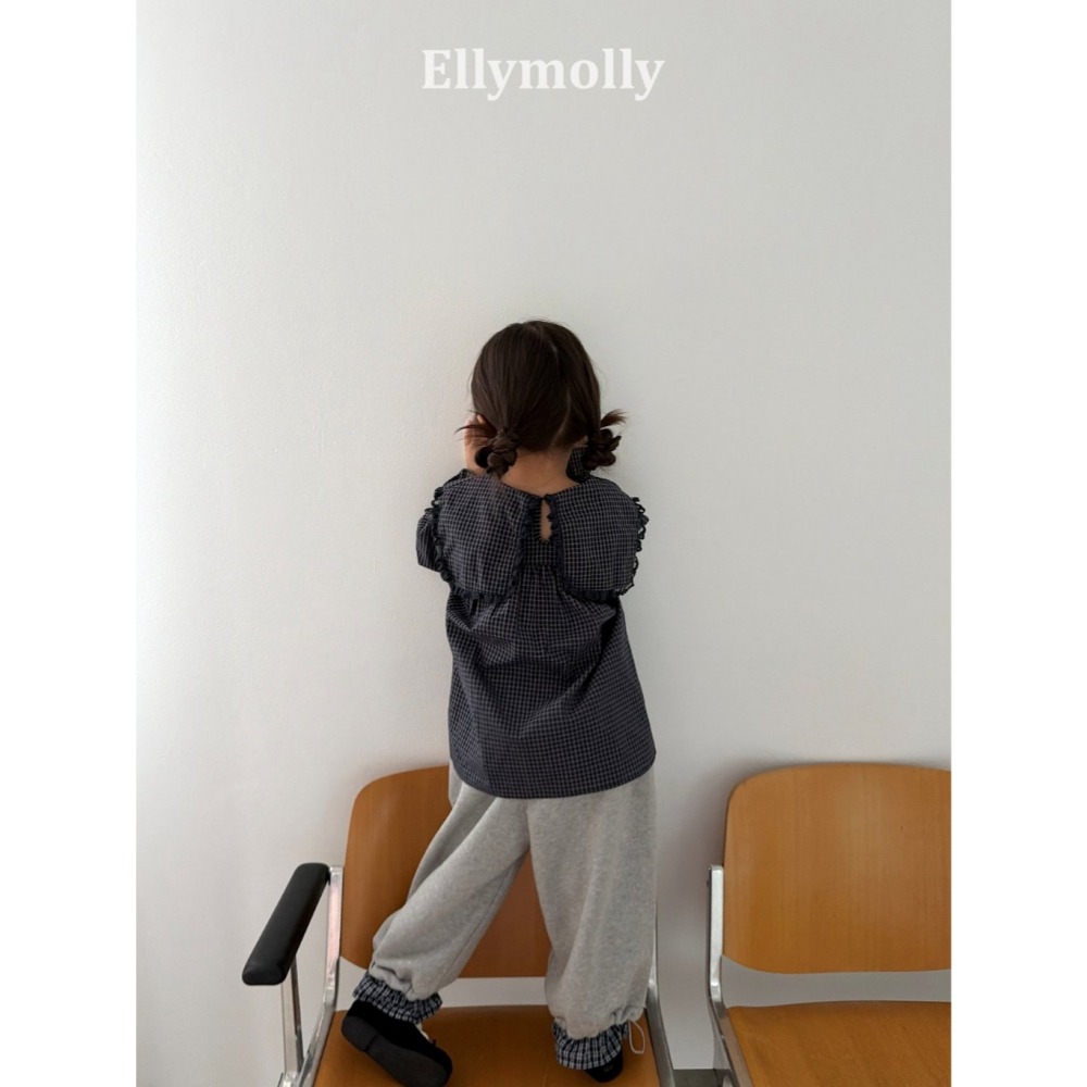 【26秋 】正韓 Ellymolly | Little Street 復古格紋大翻領 傘狀上衣-細節圖4