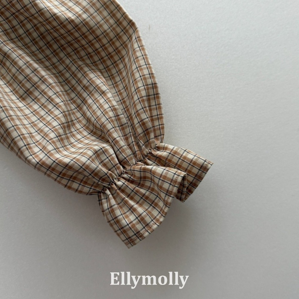 【26秋 】正韓 Ellymolly | Little Street 復古格紋大翻領 傘狀上衣-細節圖8