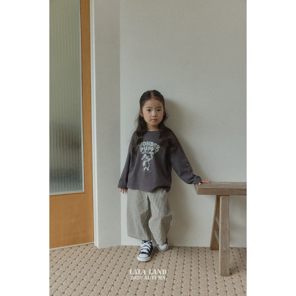 【26秋 】正韓 Lalaland | 暖秋日常 直條紋 直筒長褲 幼童款-細節圖5