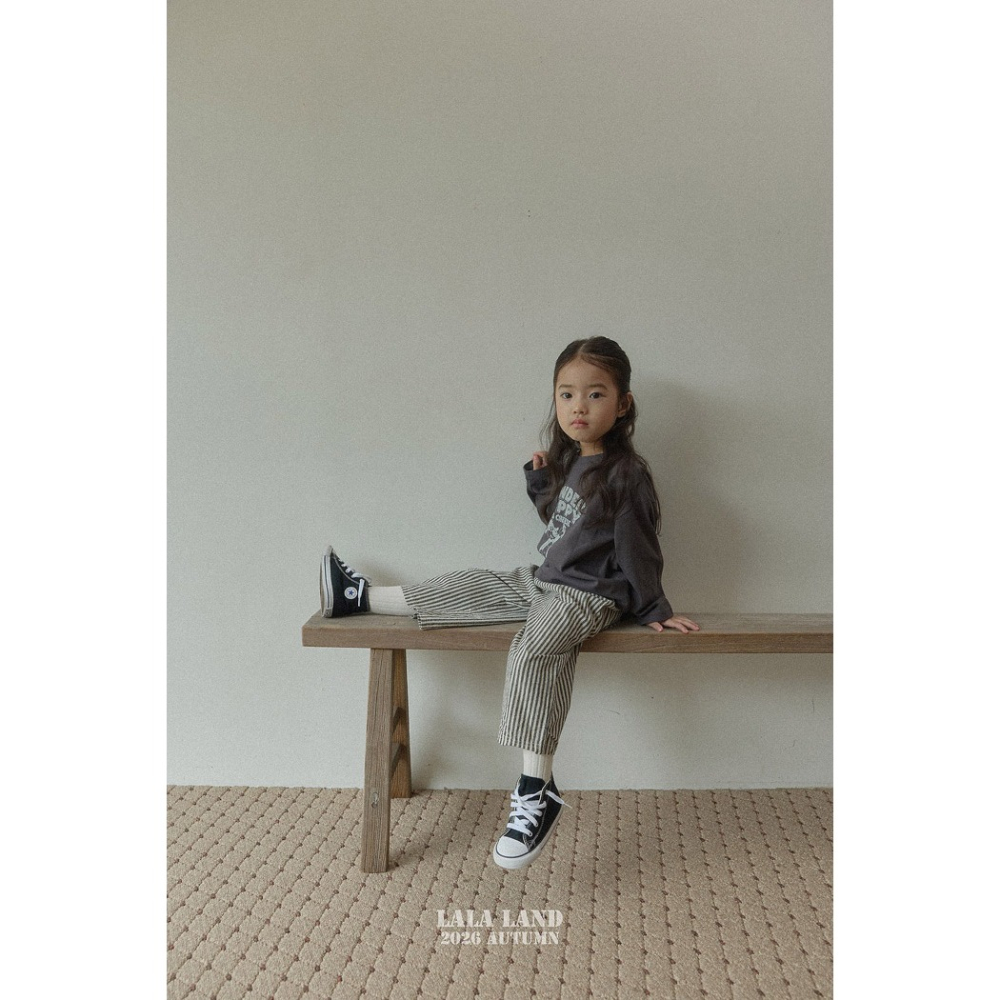 【26秋 】正韓 Lalaland | 暖秋日常 直條紋 直筒長褲 幼童款-細節圖7
