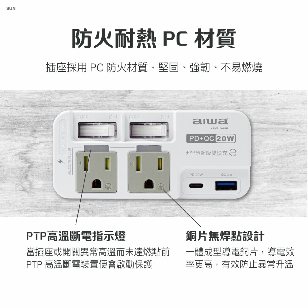 aiwa愛華 20W PD QC3.0壁插 20w插座 PD QC QC3.0 擴充插座 插座 轉接頭 插頭 歐文購物-細節圖6