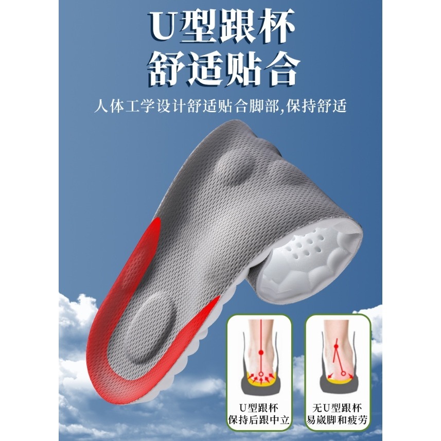 【誠意購物】4D踩屎感鞋墊 踩屎感乳膠鞋墊 抗菌防臭 增高鞋墊透氣鞋墊軟鞋墊減震鞋墊減震運動鞋墊 減壓足弓支撐久站鞋墊-細節圖4