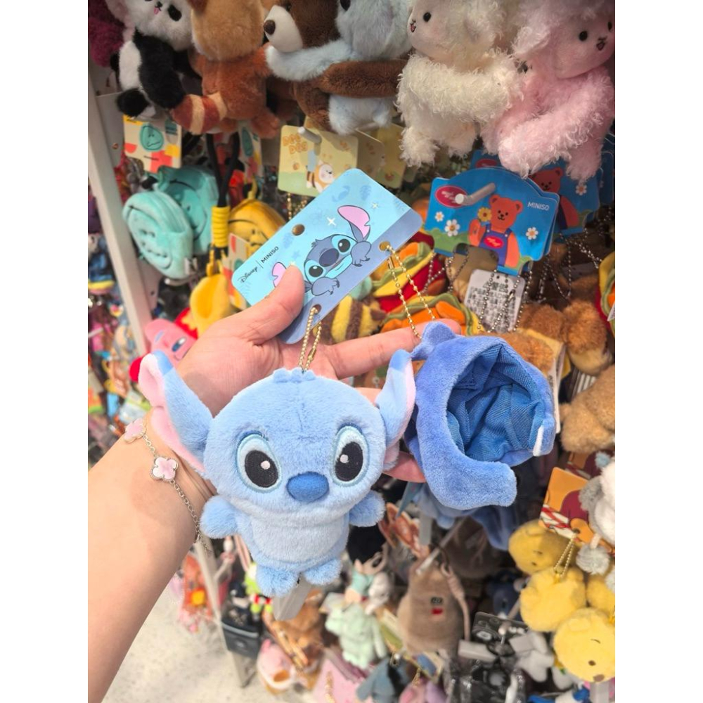 【沁的娃娃屋】❤️台灣出貨❤️Miniso名創優品 可拆の頭套史迪奇&熊抱哥&維尼娃娃吊飾 擺飾 交換禮物 生日禮物-細節圖2