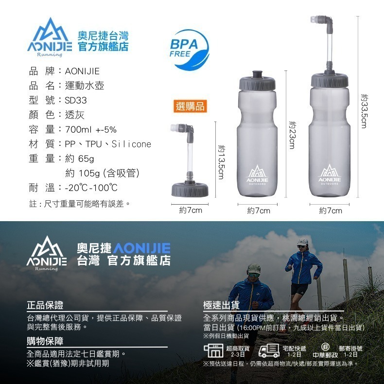 AONIJIE奧尼捷 S2專業運動水壺 【台灣官方旗艦店】700ml 運動水瓶 長吸管水壺 曲棍球水壺 越野水壺-細節圖9