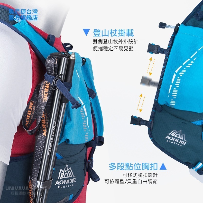 AONIJIE奧尼捷 RS2專業運動背包 【台灣官方旗艦店】10L 越野背包 跑步背包 水袋背包 野跑包登山包9103S-細節圖6