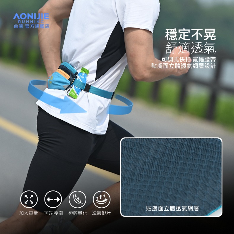 AONIJIE奧尼捷 躍捷運動腰包 【台灣官方旗艦店】跑步腰包 越野腰包 馬拉松腰包 手機腰包 水壺腰包 多功能腰包腰帶-細節圖4