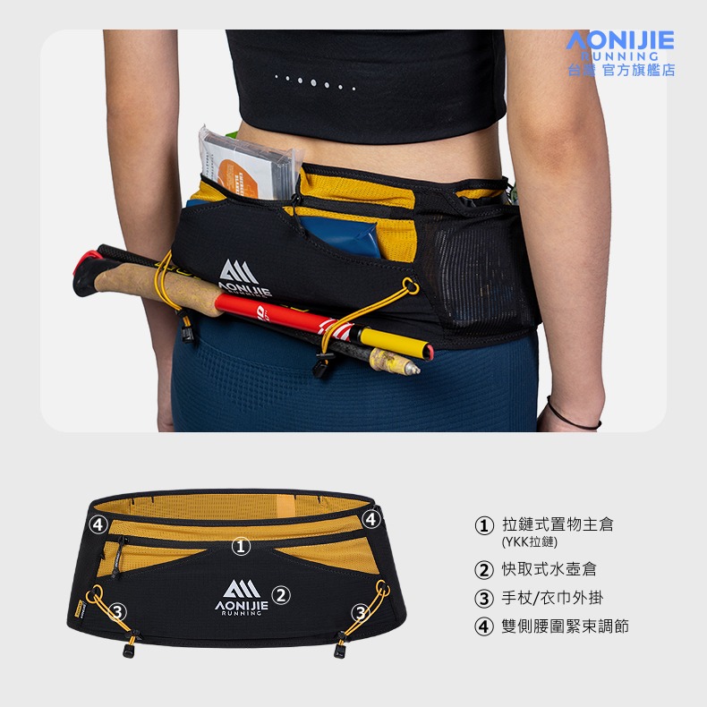 AONIJIE 奧尼捷 MB運動自由腰帶 【台灣官方旗艦店】 運動腰包 跑步腰包 運動腰帶 越野腰帶 水壺腰包 手機腰包-細節圖8