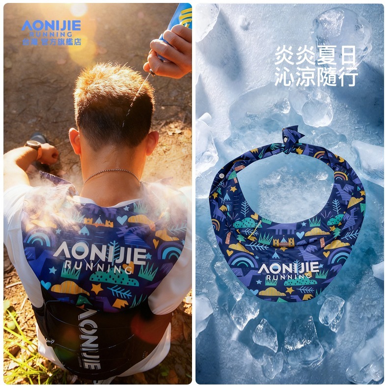 AONIJIE奧尼捷 戶外冰袋式領巾 【台灣官方旗艦店】 防曬降溫神器 冰領巾 運動冰巾 冰塊涼巾 冰袋圍脖 脖子涼巾-細節圖2